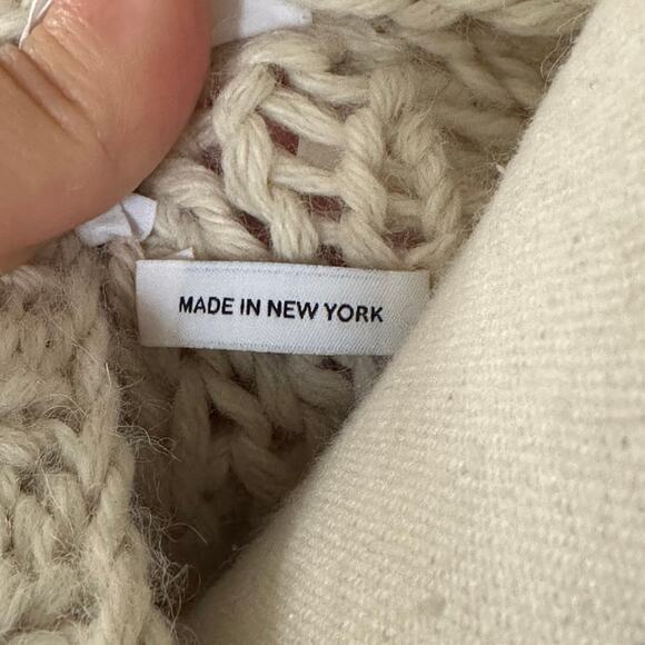 Rosie Assoulin "Brush Stroke" Cream Cable Knit Sweater 100% Baby Alpaca size S - Picture 11 of 16